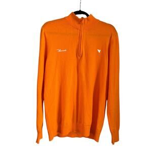 Macade Men’s Orange TX Tour Quarter Zip Cotton Cashmere Size Large Sweater